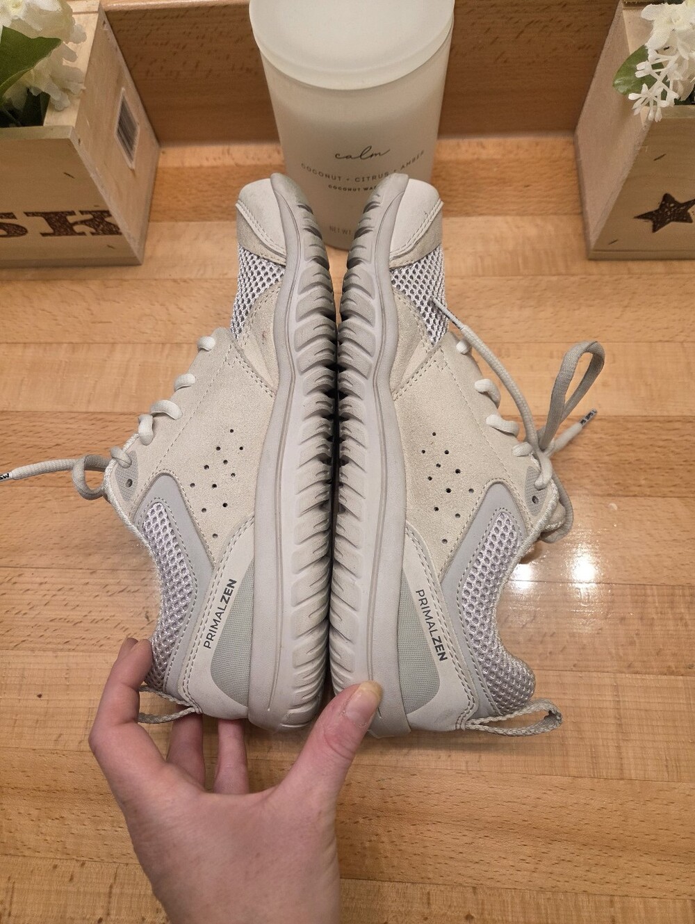 Lems Primal Zen Sneakers White Sand Vegan Comfort Shoes Womens Size 9 - Picture 5 of 10